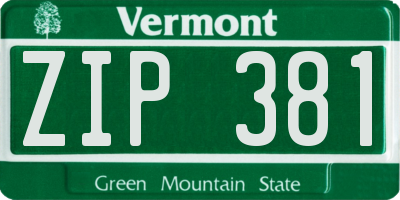 VT license plate ZIP381