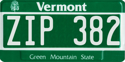 VT license plate ZIP382