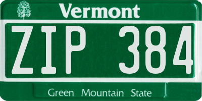 VT license plate ZIP384