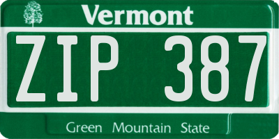 VT license plate ZIP387