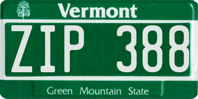 VT license plate ZIP388