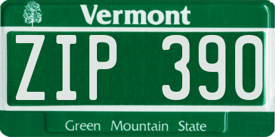VT license plate ZIP390