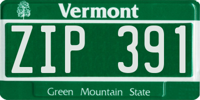VT license plate ZIP391