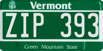 VT license plate ZIP393