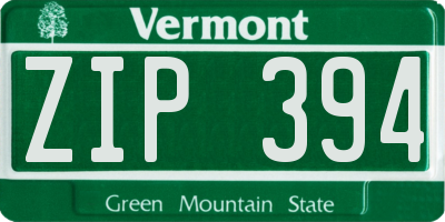 VT license plate ZIP394