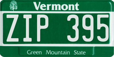 VT license plate ZIP395
