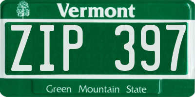 VT license plate ZIP397