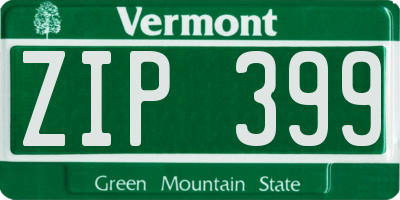 VT license plate ZIP399