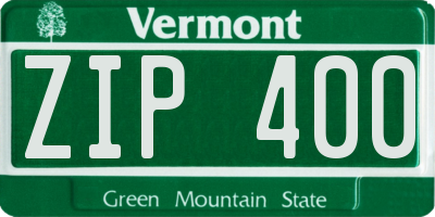 VT license plate ZIP400
