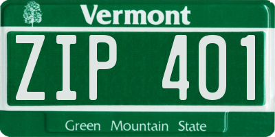 VT license plate ZIP401