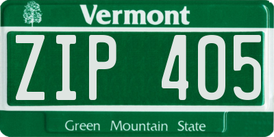 VT license plate ZIP405