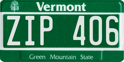 VT license plate ZIP406