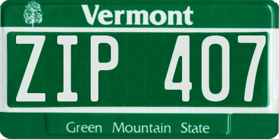 VT license plate ZIP407