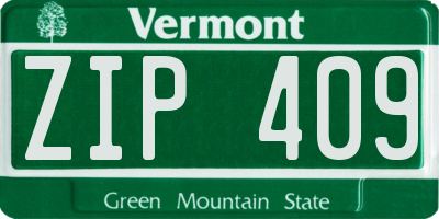 VT license plate ZIP409