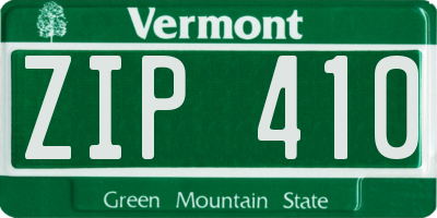 VT license plate ZIP410