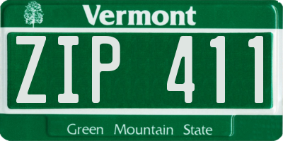 VT license plate ZIP411