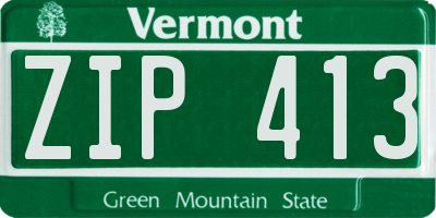VT license plate ZIP413