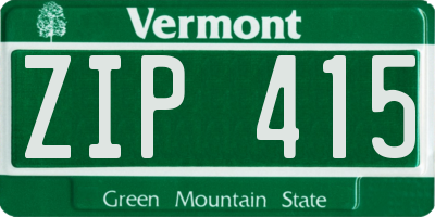 VT license plate ZIP415