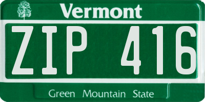 VT license plate ZIP416