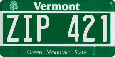 VT license plate ZIP421