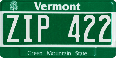 VT license plate ZIP422