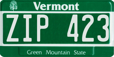 VT license plate ZIP423
