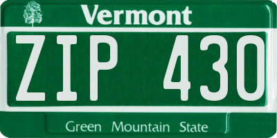 VT license plate ZIP430