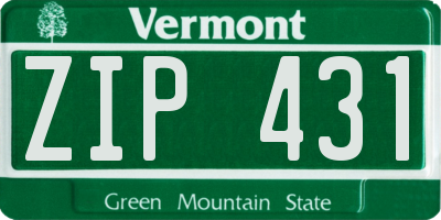 VT license plate ZIP431