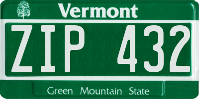 VT license plate ZIP432