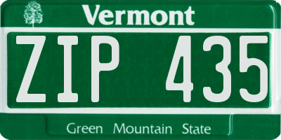 VT license plate ZIP435