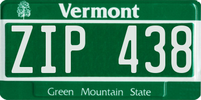 VT license plate ZIP438