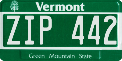 VT license plate ZIP442