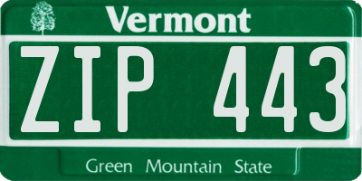 VT license plate ZIP443