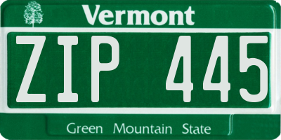 VT license plate ZIP445