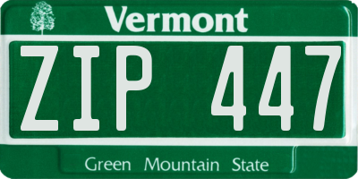VT license plate ZIP447