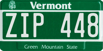 VT license plate ZIP448