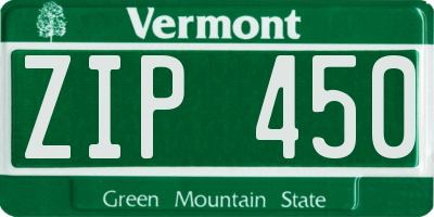 VT license plate ZIP450