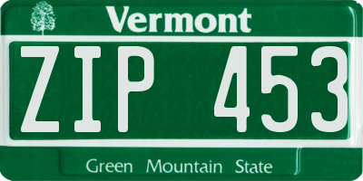 VT license plate ZIP453