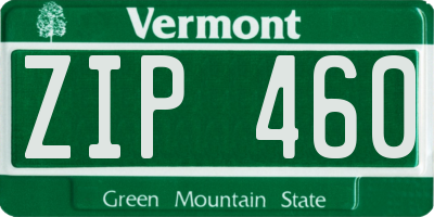 VT license plate ZIP460