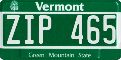 VT license plate ZIP465