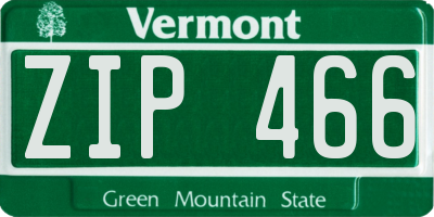 VT license plate ZIP466