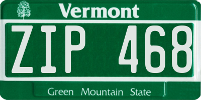 VT license plate ZIP468