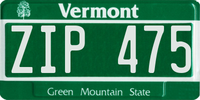 VT license plate ZIP475