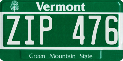 VT license plate ZIP476