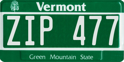 VT license plate ZIP477