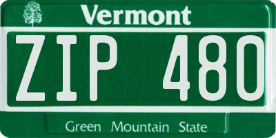 VT license plate ZIP480