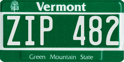 VT license plate ZIP482