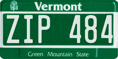 VT license plate ZIP484