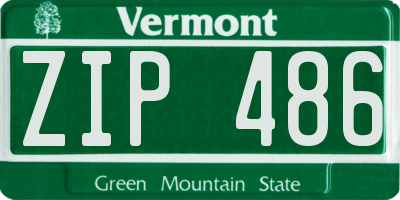 VT license plate ZIP486