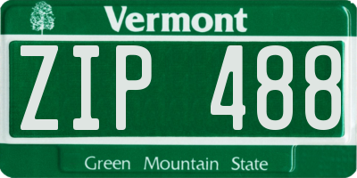 VT license plate ZIP488